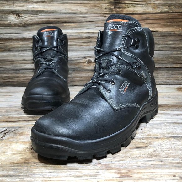 Ecco Track Black Leather Gore-Tex Hiking Boots Men
